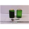 Image 1 : 2X THE BID PRICE - Green Glass Canister Jars + scoop