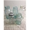Image 1 : LOT OF ANTIQUE SEALER JARS AQUA TRUE FRUIT GOOD HOUSEKEEPING LID