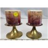 Image 1 : 2 brass pillar holders & candles