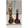 Image 1 : 2 Handmade Wood Turning Lamps – 15inch, 12 inch