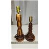 Image 3 : 2 Handmade Wood Turning Lamps – 15inch, 12 inch