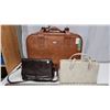 Image 1 : Airsteam Leather Suitcase + 2 Woman’s Leather Purses – All VG Condition