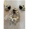 Image 2 : Silver tone black accent stone and rhinestone broach and screw back earrings