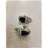 Image 3 : Silver tone black accent stone and rhinestone broach and screw back earrings