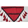 Image 3 : Heavy cotton shawl with black trim, fringe, embroidery and beading, and drawstring purse