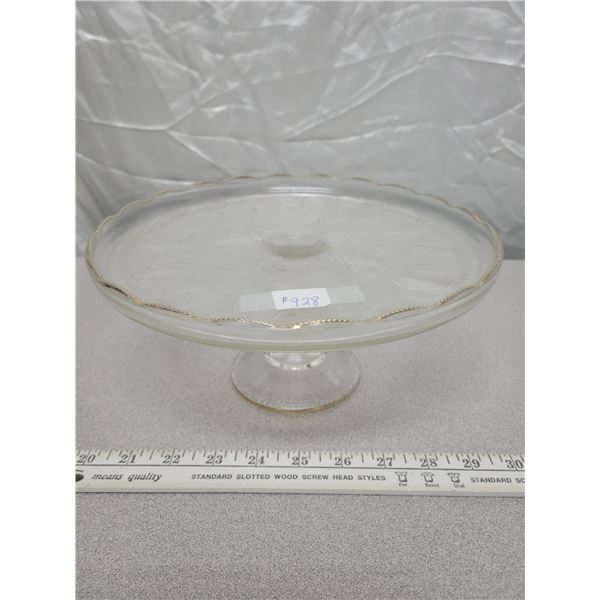 Harp pedestal cake plate, Jeanette Glass