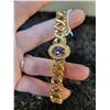Image 2 : Gold plated Sweetheart expansion bracelet with faux amethyst, circa 1910