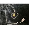 Image 1 : Sterling silver necklace with heart pendent, citrine coloured stone