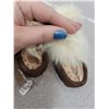 Image 4 : Pair of child’s moccasins, beaded and rabbit trim, size 3-4