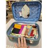 Image 1 : Blue Holiday travel case with vintage linens