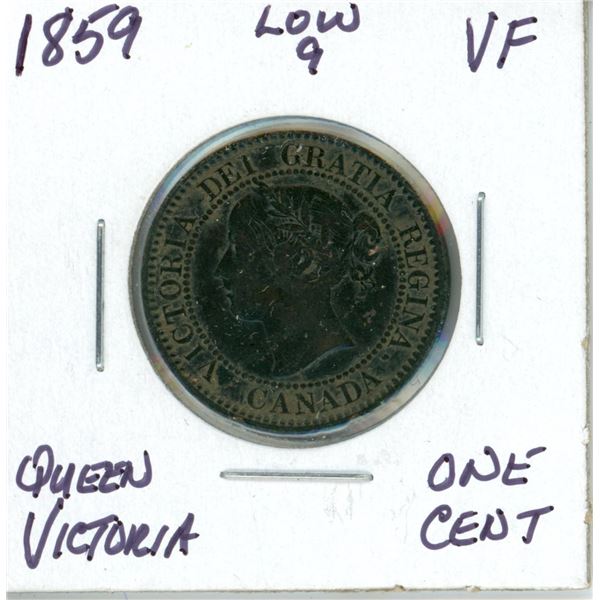 1859 Low 9 Victoria Once Cent