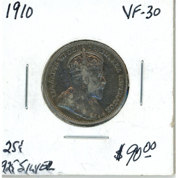 1910 King Edward 25 Cents