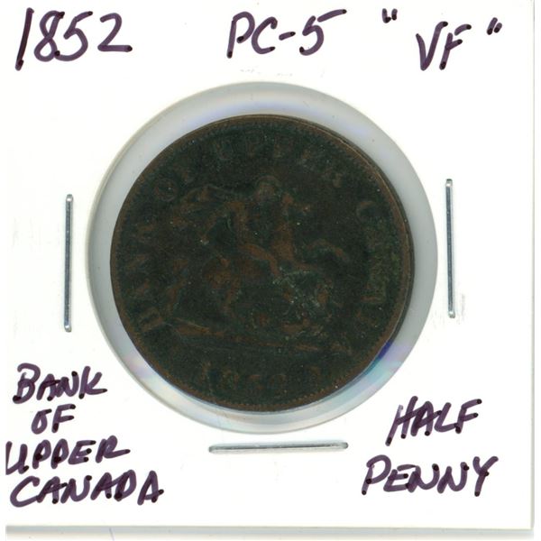 1852 Bank of Upper Canada Half Penny