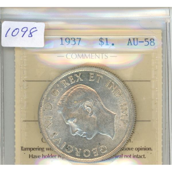 1937 Graded AU-58 Silver Dollar