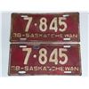 Image 1 : Pair of 1938 Sask License plates