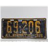 Image 1 : 1936 Alberta license plate