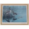 Image 2 : 14.5" x 11.5" Geese In Spring picture (broken glass) signed Don Li-Leger