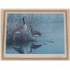 Image 2 : 14.5" x 11.5" Geese In Spring picture (broken glass) signed Don Li-Leger