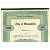 Image 1 : City of Saskatoon 1914 $1000 Cancelled Debenture.