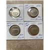 Image 1 : 1867-1967 Canada Centennial Quarters 25 Cents, .800 Silver, 4 Coins