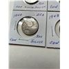 Image 3 : 1938, 2-1940, 1943 Canada Quarters 25 Cents, .800 Silver