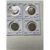 Image 1 : 2-1943, 1949, 1955 Canada Quarters 25 Cents .800 Silver