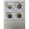Image 1 : 1943, 1949, 1952, 1953 Canada Quarters 25 Cents .800 Silver