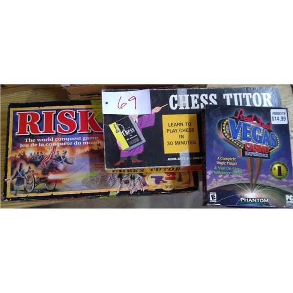 Games ( Risk, learn to play chess, Vegas Casino)