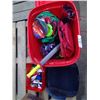 Image 1 : assorted kids items including lego, bike helmet, sword toys and booster seat