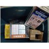 Image 2 : Tote of finishing supplies ( countertop, sealer, polish ) and round heavy paper storage container