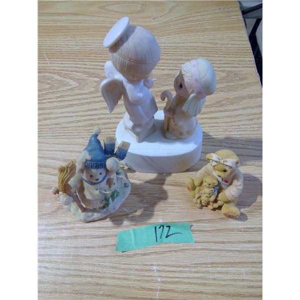 2 cherished teddies, religious decorative music ornamanet