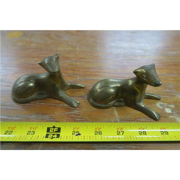 2 Brass Deer Statues