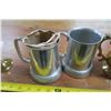 Image 4 : 2 Metal Wine Glasses and 3 Metal Beer Mugs