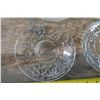 Image 2 : Clear Pressed Glass Set - 16 Large Plates, 12 Saucers and 10 Teacups