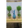 Image 1 : Misc. Decorations, Blue Glass Pitcher, Trees, and More