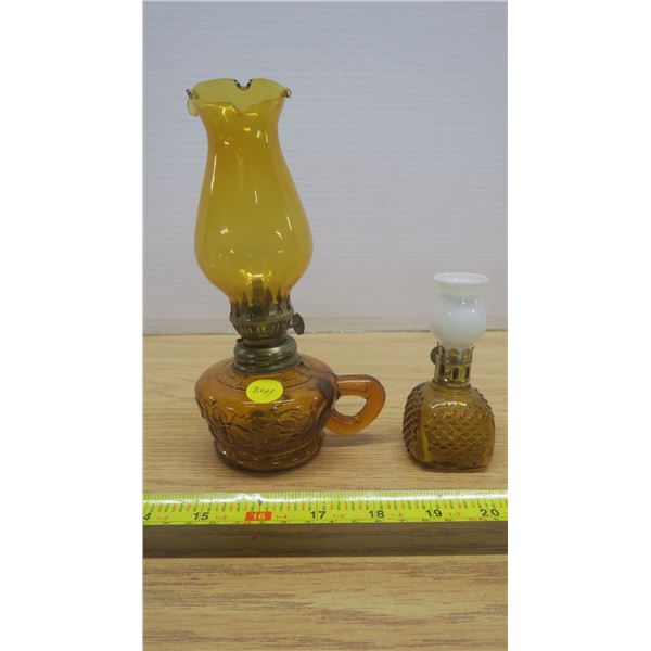 2 Amber Oil Lamps