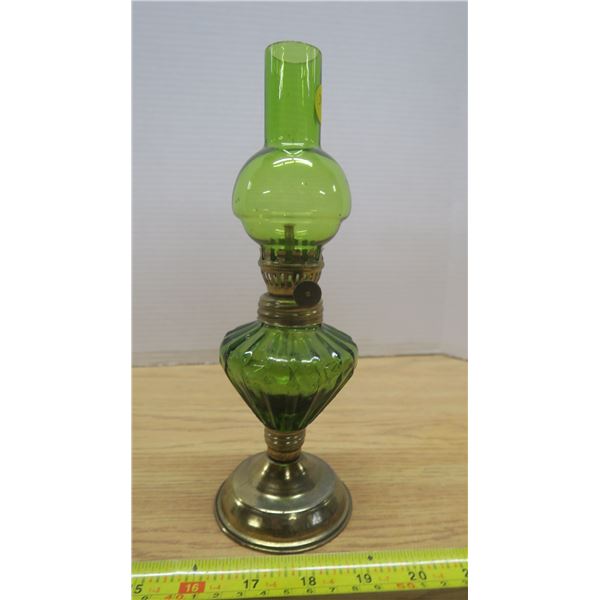 Green Glass Oil Lamp