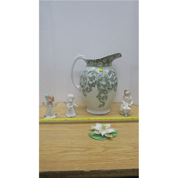 Ceramic Pitcher (Some Damage) and Other Decorative Ceramics