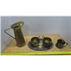 Image 1 : B.P. Copper Cream and Sugar Set Silver Plate on Brass Cup and Pitcher