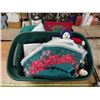 Image 1 : Large Tote of Christmas Decorations Including Ceramic Village