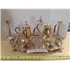 Image 1 : Serving Tray W/ Cream and Sugar Coffee/Tea Pots EP Brass
