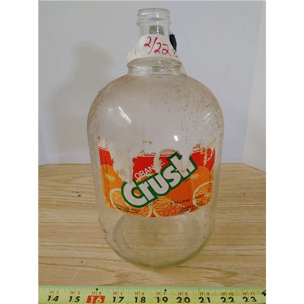 Antique 1 Gallon Orange Crush Glass Jug w/ Cap