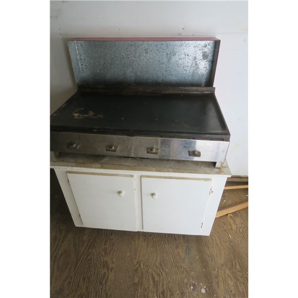 Large Gas Griddle on Rolling Cabinet - Griddle 36 W x 20.5 D x 10.5 H, Cabinet 38 W x 22.5 D x 27 H