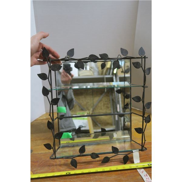 Mirrored Shelf With Leaf Decorations