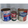 Image 1 : 3 anti-freeze Tins (1 Imperial gallon co-op Tin, 1 imperial gallon Prestone brand, 1 co-op Tin)