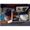 Image 1 : Assorted dishes, mister, frames and misc items in box