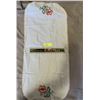 Image 1 : VINTAGE HAND EMBROIDERED  RUNNER…. APROX 14X32 AND SQUARE TABLECLOTH WITH EMBROIDERY APROX 44X44.. S