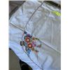 Image 3 : VINTAGE HAND EMBROIDERED  RUNNER…. APROX 14X32 AND SQUARE TABLECLOTH WITH EMBROIDERY APROX 44X44.. S