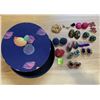 Image 1 : VINTAGE JEWELLRY BOX, 12 PAIRS VINTAGE EARRINGS AND 1 GOLD PIN