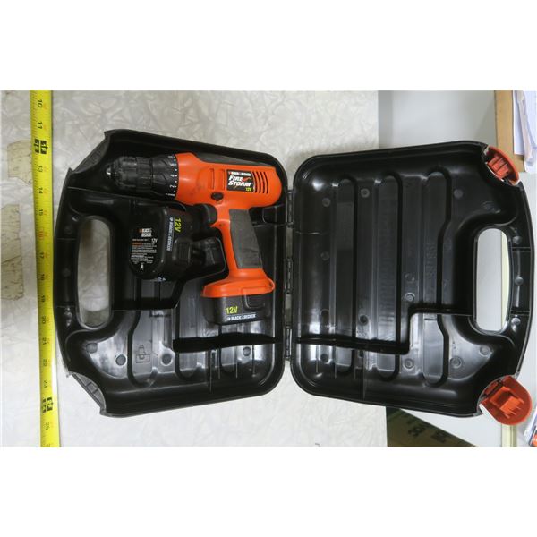 Black & Decker 12V Cordless Drill with 2 Batteries - no charger